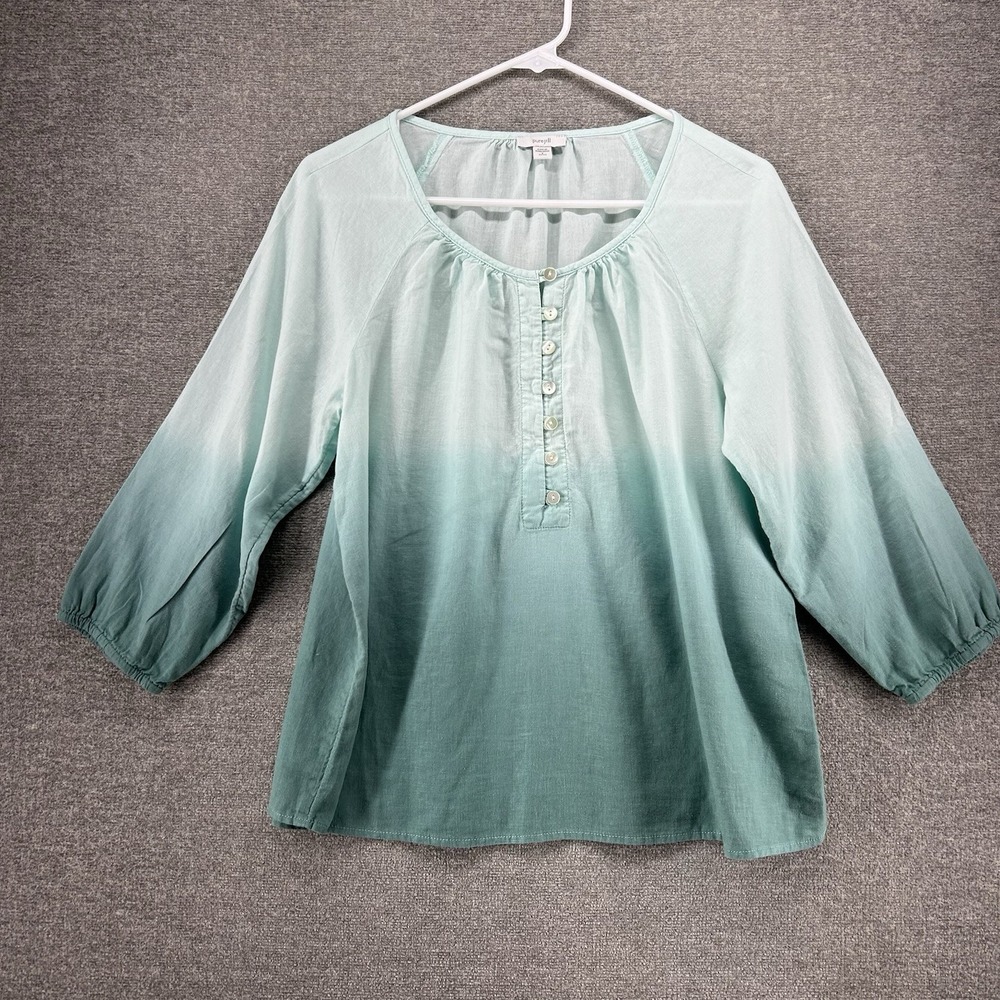 J Jill Pure Jill Blouse Top Long Sleeve Women Size Small Green Casual